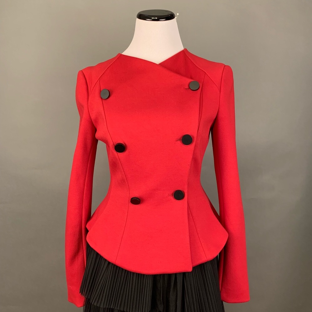 Red fitted peplum jacket S